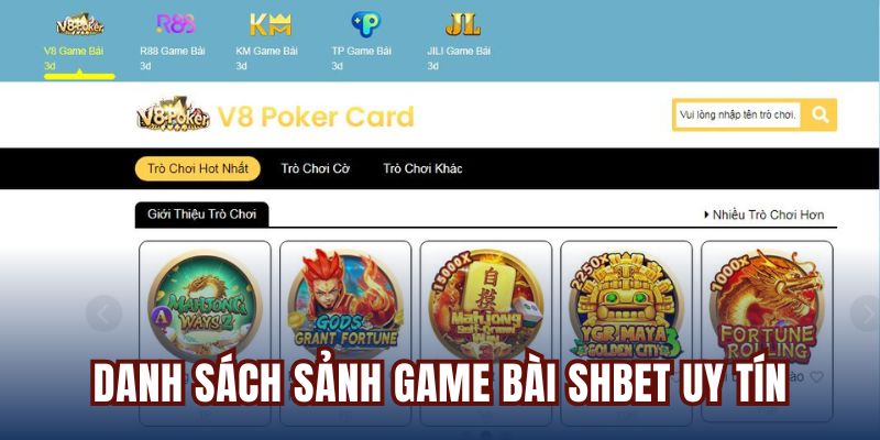 Game bài SHBET các sảnh chơi